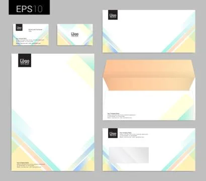 Modern stationery set in vector format, letterhead, business card, envelope Stock Illustration