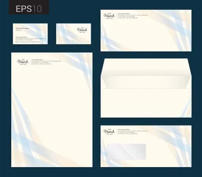 Modern stationery set in vector format, letterhead, business card, envelope Stock Illustration