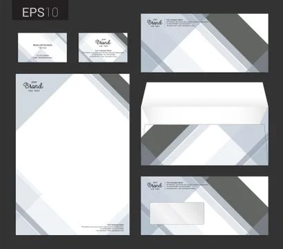 Modern stationery set in vector format, letterhead, business card, envelope Stock Illustration