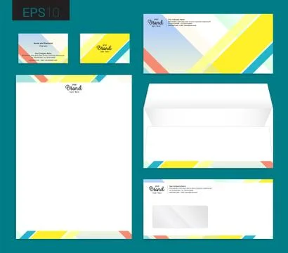 Modern stationery set in vector format, letterhead, business card, envelope Stock Illustration