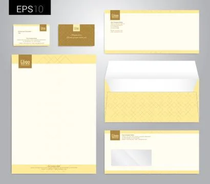 Modern stationery set in vector format, letterhead, business card, envelope Stock Illustration
