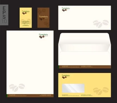 Modern stationery set in vector format, letterhead, business card, envelope c Stock Illustration