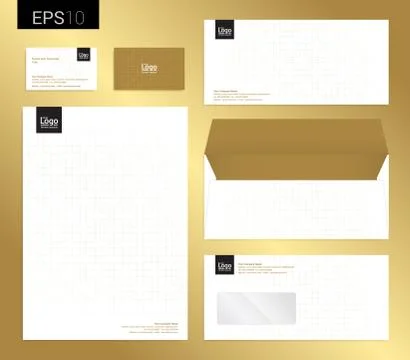 Modern stationery set in vector format, letterhead, business card, envelope Stock Illustration