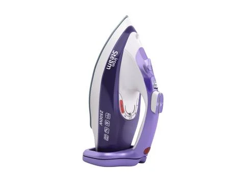 Modern steam iron 3d render on white background no shadow Stock Illustration