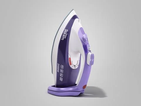Modern steam iron 3d render on grey background Stock Illustration