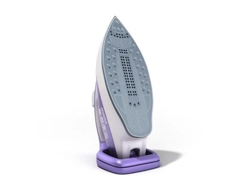 Modern steam iron 3d render on white Stock Illustration
