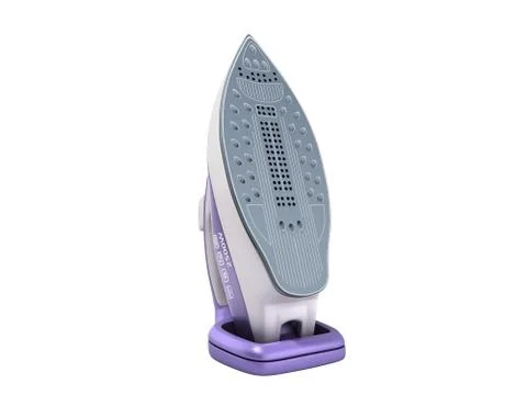 Modern steam iron 3d render on white no shadow Stock Illustration