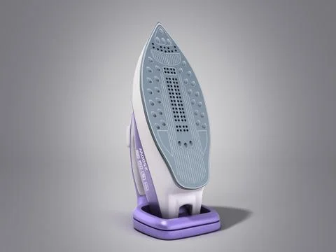 Modern steam iron 3d render on grey Stock Illustration