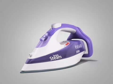 Modern steam iron 3d render on grey Stock Illustration