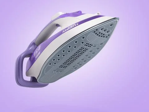 Modern steam iron 3d render on blue Stock Illustration