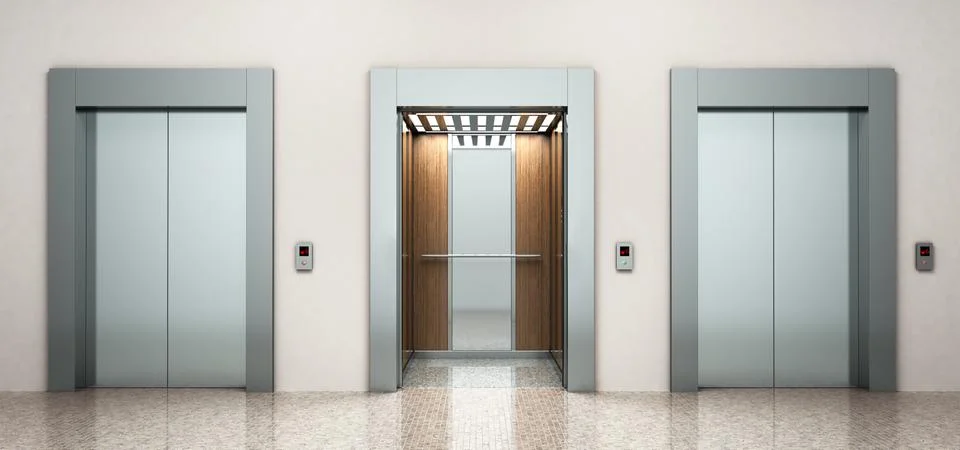 Modern steel elevatore 3d rendering image Illustrazione stock