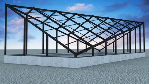 Modern Steel Skylight Frame Structure 3D Architectural Render Ilustración de archivo