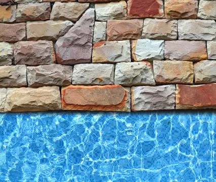 Modern stone pavement with pool background Stock Photos