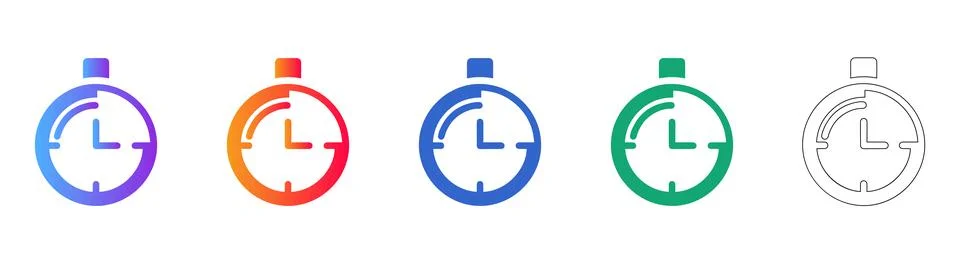 Modern Stopwatch Timer Icon Collection Stock Illustration