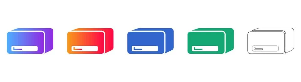 Modern Storage Box Icon Set Stock Illustration