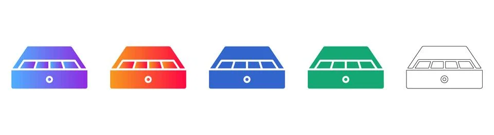 Modern Storage Server Rack Icon Set Stock Illustration