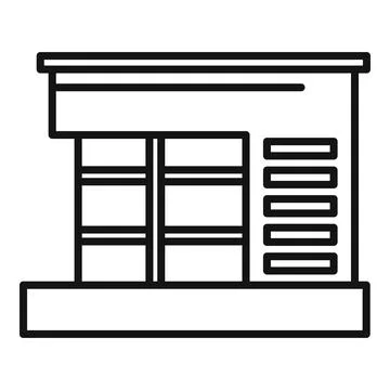 Modern store building facade with big windows icon Ilustración de archivo
