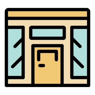 Modern store front with large windows and closed door inviting customers Stock Illustration
