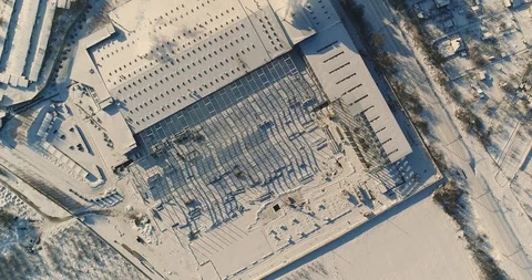 Modern storehouse construction site, the structural steel structure of a new Stock Footage 86931503
