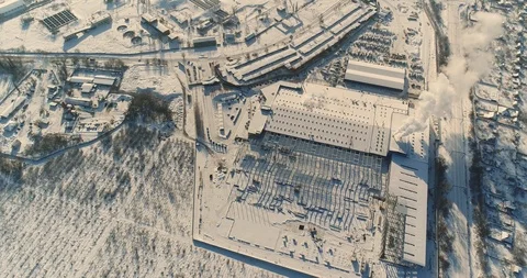 Modern storehouse construction site, the structural steel structure of a new Stock Footage 87068338