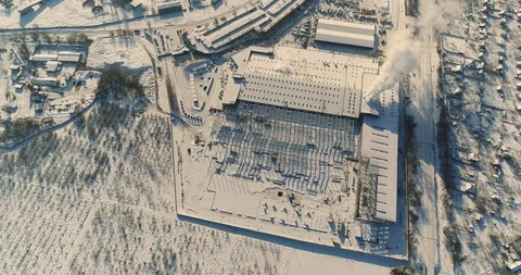 Modern storehouse construction site, the structural steel structure of a new Stock Footage 87458151