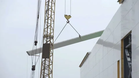 Modern storehouse construction site, structural steel structure of new Stock-Footage 130380808