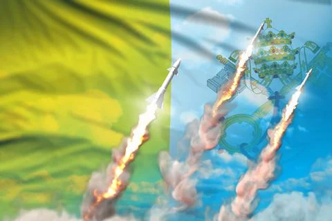 Modern strategic rocket forces concept on blue sky background 스톡 일러스트