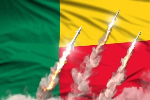 Modern strategic rocket forces concept on flag fabric background Stock Illustration