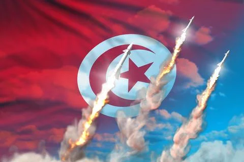 Modern strategic rocket forces concept on blue sky background Stock Illustration