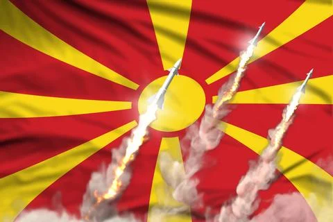 Modern strategic rocket forces concept on flag fabric background Stock Illustration