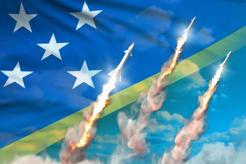 Modern strategic rocket forces concept on blue sky background Stock Illustration