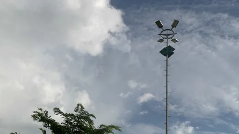 Modern street LED light on the riverside of Martapura river Stock Footage 137882872