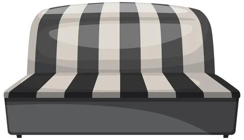 Modern Striped Sofa Vector Illustration Front View 스톡 일러스트