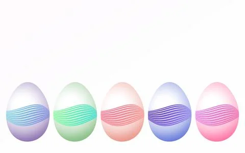 Modern stripes swoosh effect over pastel easter eggs in pink purple green Stock Illustration