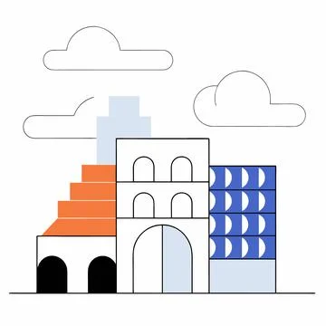 Modern Structure Inspired Geometric Shapes Stock Illustration