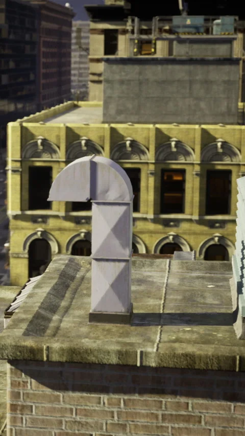 Modern structure on rooftop in city showing architectural design at midday 스톡 동영상 331663568