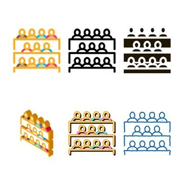 Modern student class at desks icon vector outline Stock Illustration