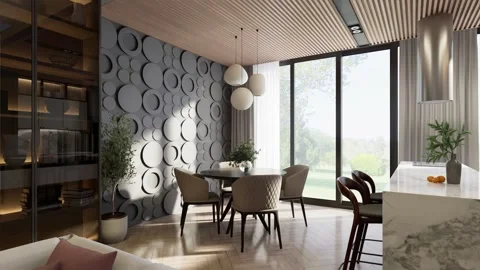 Modern studio apartment with open space living room and kitchen Stock Footage 307843258