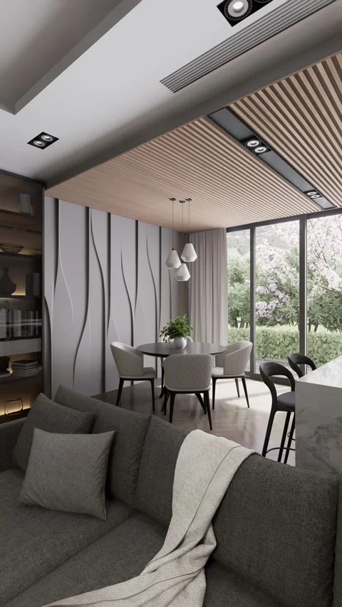 Modern studio apartment with open space living room and kitchen Stock Footage 308295132