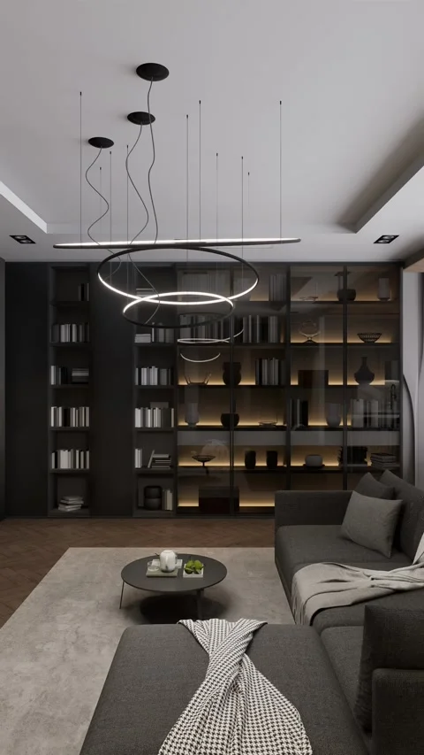 Modern studio apartment with open space living room and kitchen Stock Footage 308295134