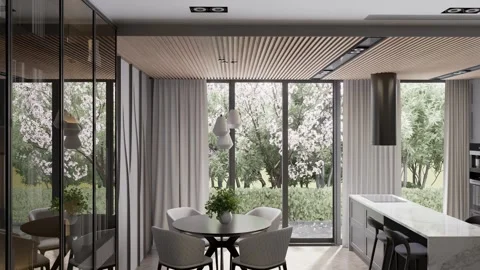 Modern studio apartment with open space living room and kitchen Stock Footage 308295184