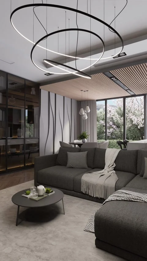 Modern studio apartment with open space living room and kitchen Stock Footage 308630597