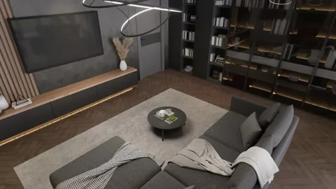 Modern studio apartment with open space living room and kitchen Stock Footage 308630601