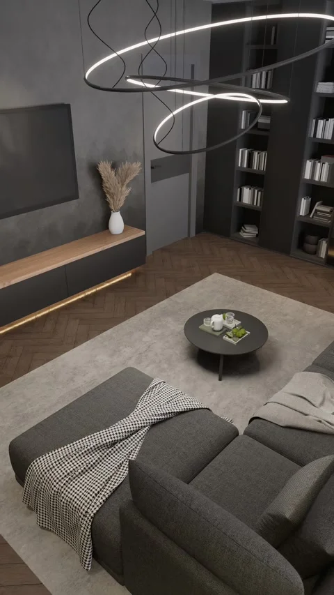 Modern studio apartment with open space living room and kitchen Stock Footage 308630602