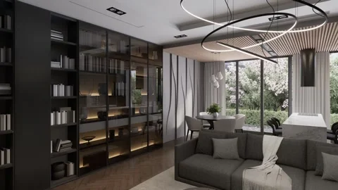 Modern studio apartment with open space living room and kitchen Stock Footage 308630608