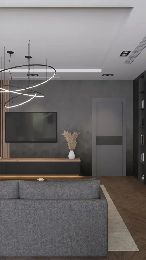 Modern studio apartment with open space living room and kitchen Stock Footage 308631240