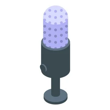 Modern studio condenser microphone is standing on a desk Illustrazione stock
