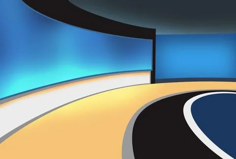 Modern studio space with big screens concept series Stockillustratie