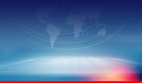 Modern studio space with world map and spinning line concept series Stock Illustration