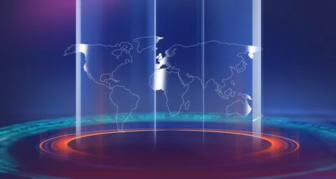 Modern studio space with world map concept series Illustrazione stock